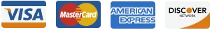 Visa, Mastercard, American Express and Discover accepted